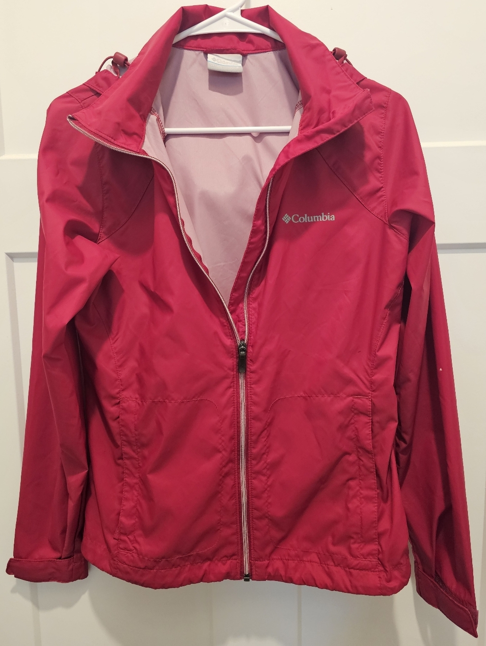 Columbia Jacket Womens S Pink Windbreaker Rain Hood Shell Lightweight